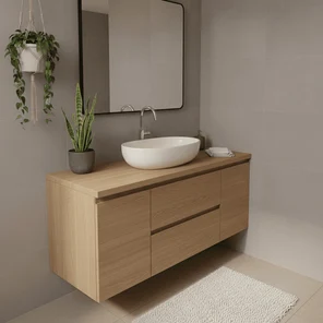 Элегантность и натуральность: Подвесная тумба из ясеня